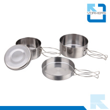 4 Pieces Stainless Steel Camping Cookware Outdoor Kitchen Travel Accessory